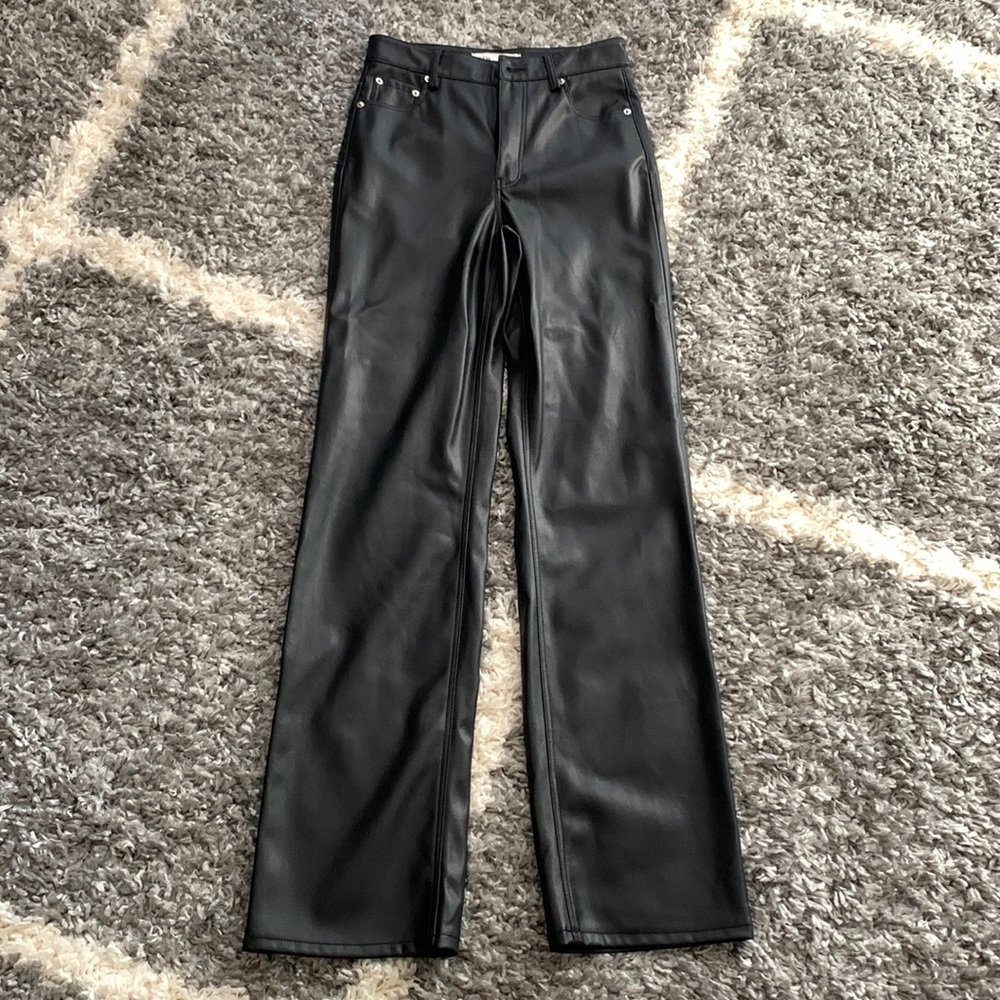 Zara Black Leather Flare Pants